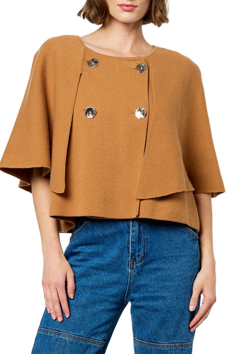 CIEBON Fanny Double Breasted Crop Top, Main, color, Brown