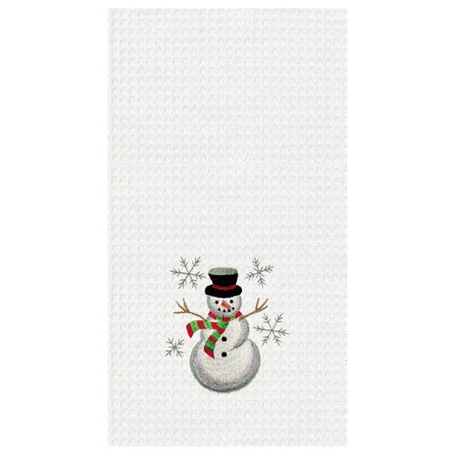 C & F Home C&f Home Snowman Waffle Weave Cotton Kitchen Towel In White