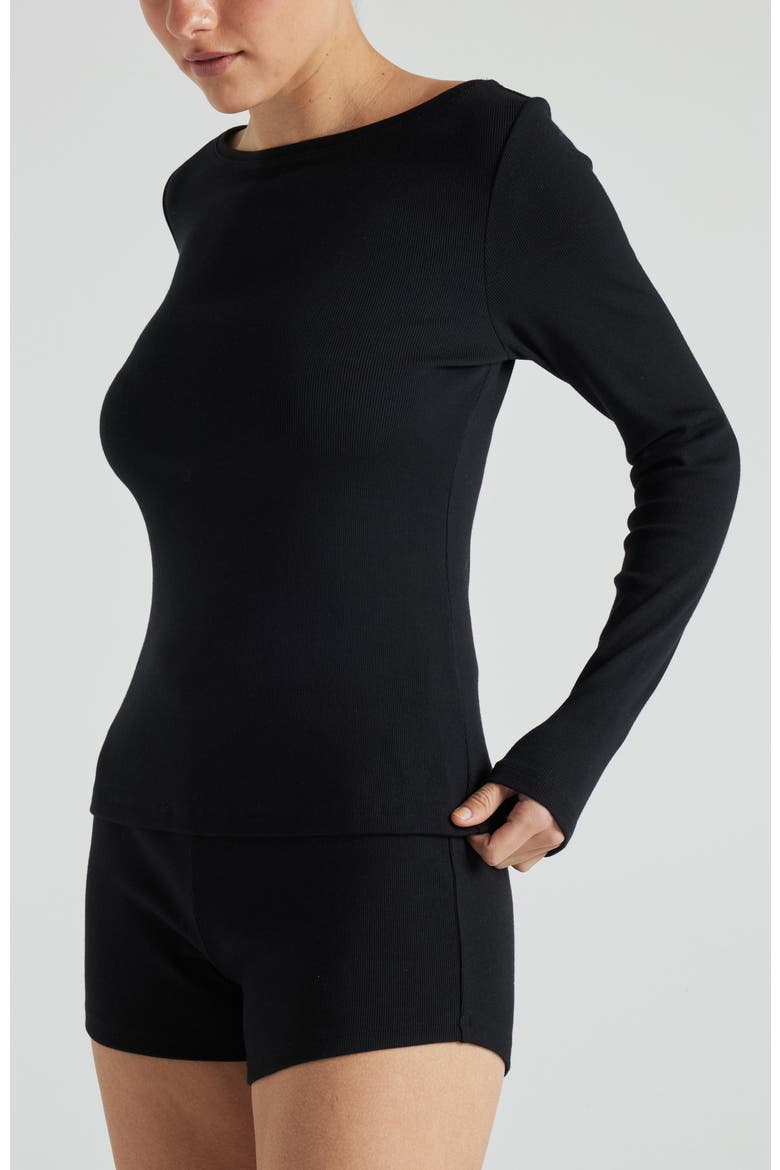 Serene Rib Long Sleeve Top, Alternate, color, Black