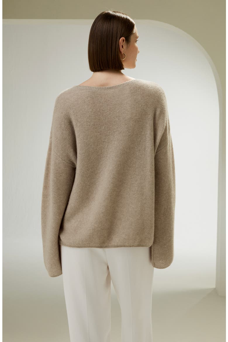 Women's Relaxed Fit Drop-Shoulder Silk Cashmere Blend Sweatshirt, Alternate, color, Brown
