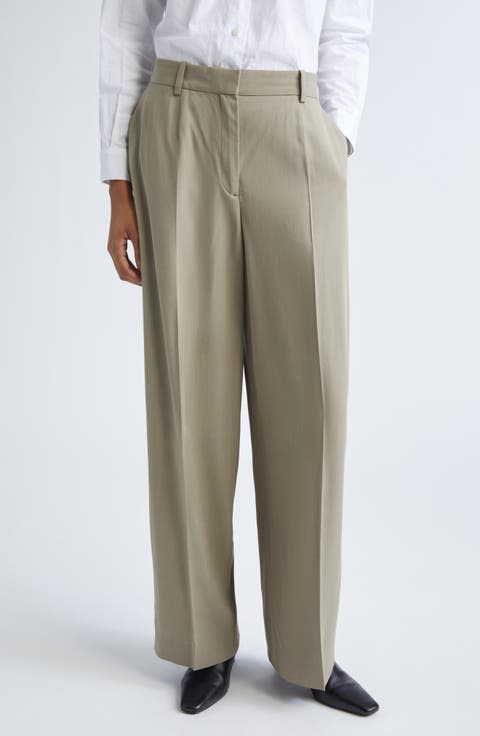 Fluid Wide Leg Wool Blend Trousers