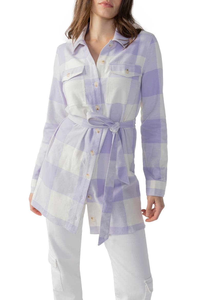 Brushed Plaid Tie Waist Long Sleeve Shirtdress, Alternate, color, WSTC