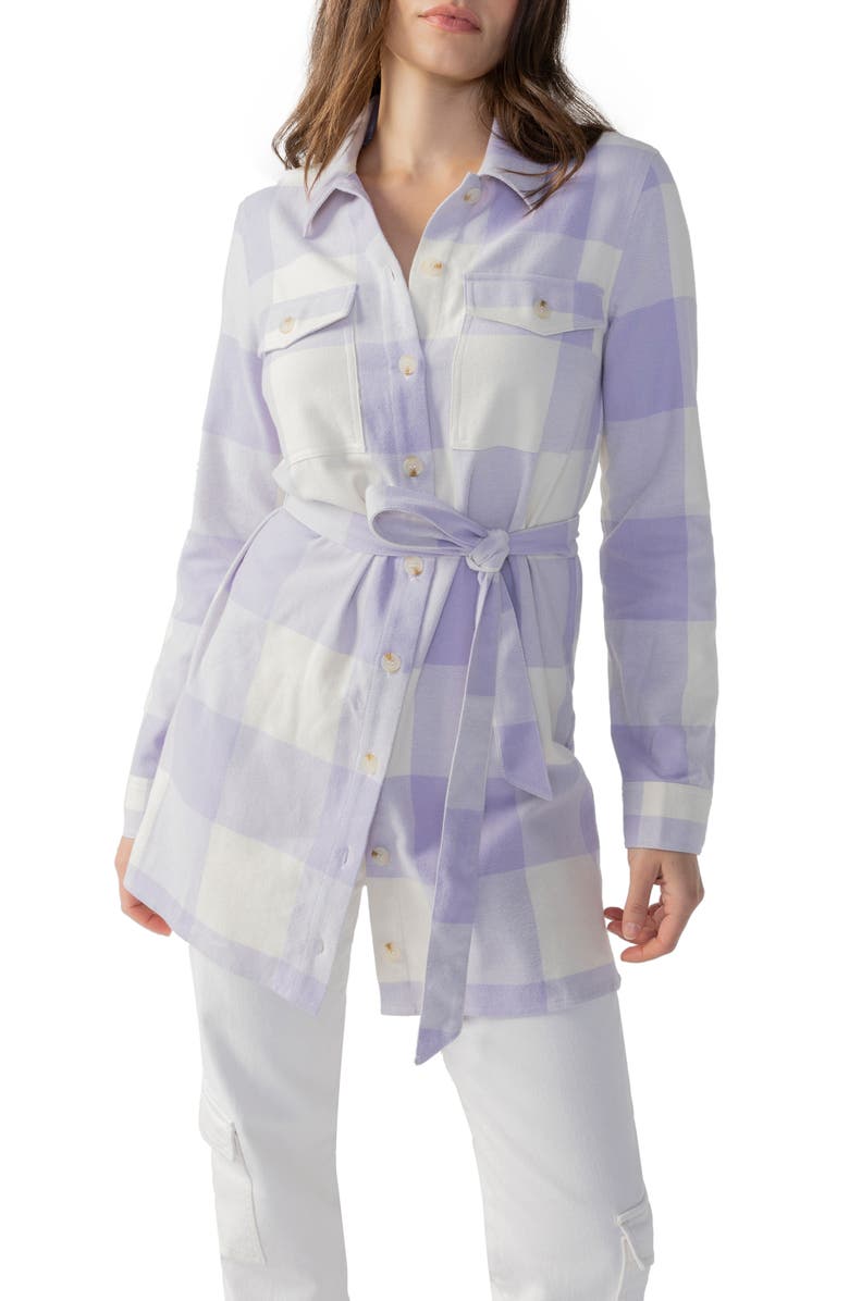 Sanctuary Brushed Plaid Tie Waist Long Sleeve Shirtdress, Alternate, color, 