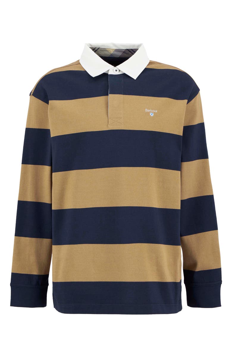 Barbour Broome Stripe Cotton Rugby Shirt, Alternate, color, Navy/ Trench