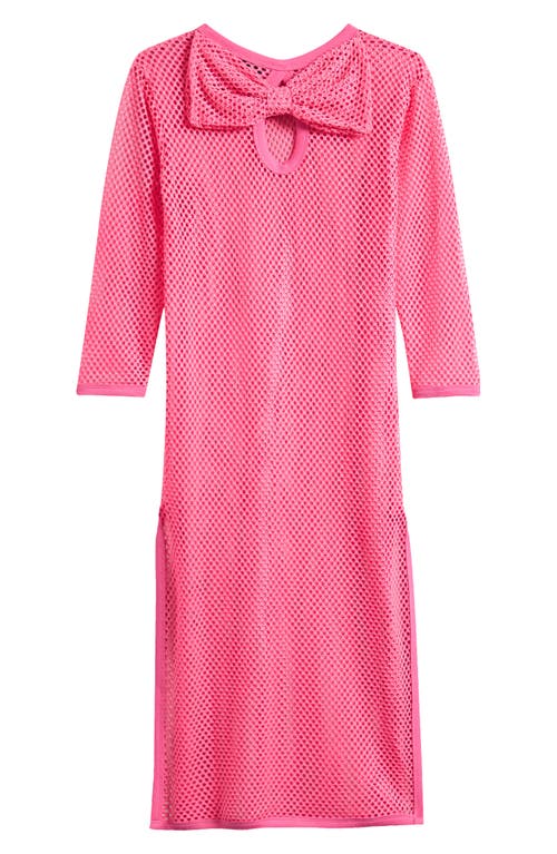 Ava & Yelly Kids' Mesh Long Sleeve Cover-up Maxi Dress In Pink