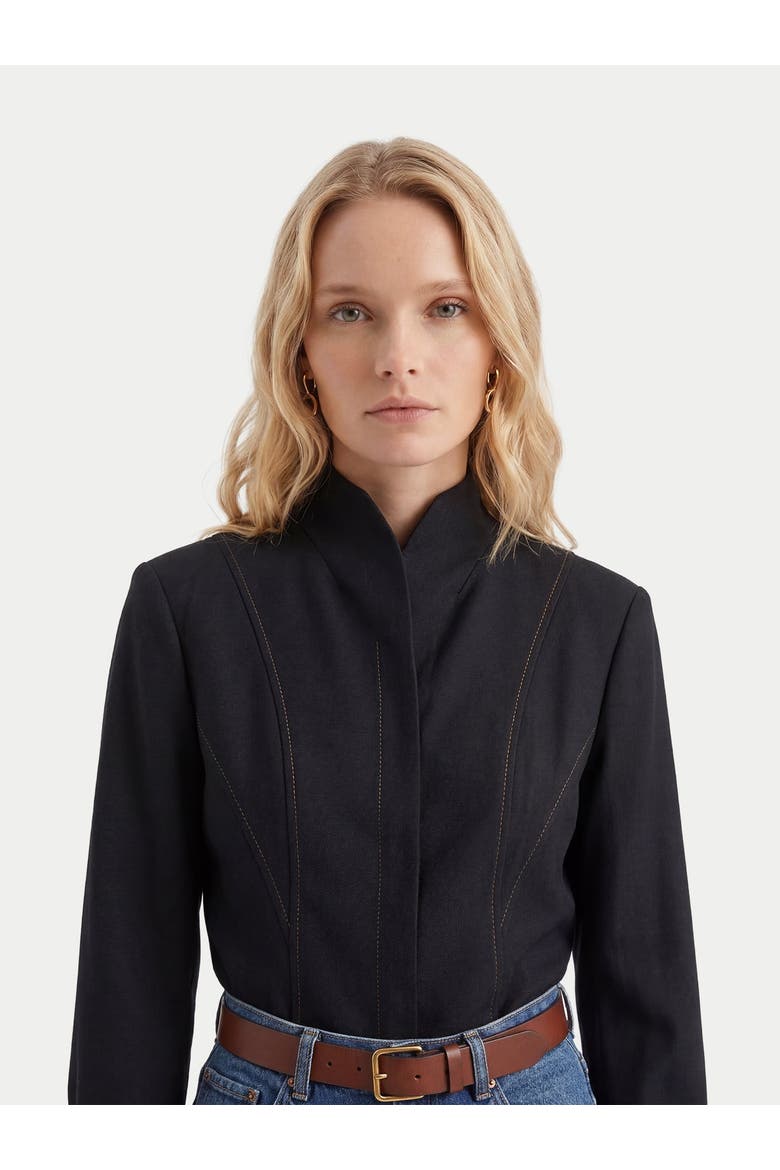 Cashmere Stand-Collar Shirt, Alternate, color, black