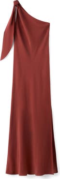 MANGO Tie Strap One-Shoulder Maxi Dress