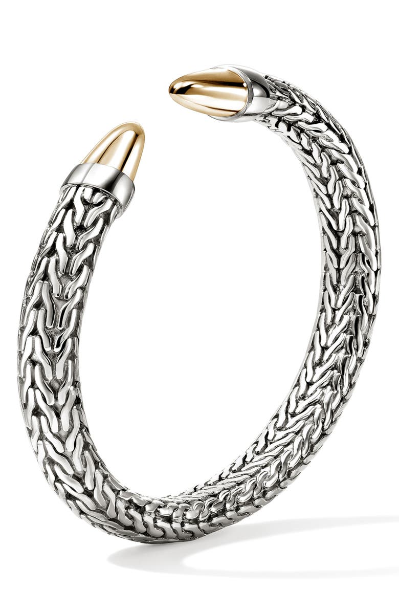 John Hardy Spear 50 Flex Cuff Sterling Silver Bracelet, Alternate, color, Silver And Gold