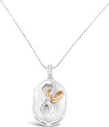 Haus of Brilliance 10k Rose Gold Over Silver 1/10 Ctw Diamond Heart and Ribbon Pendant Necklace