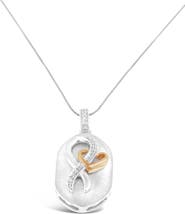 Haus of Brilliance 10k Rose Gold Over Silver 1/10 Ctw Diamond Heart and Ribbon Pendant Necklace