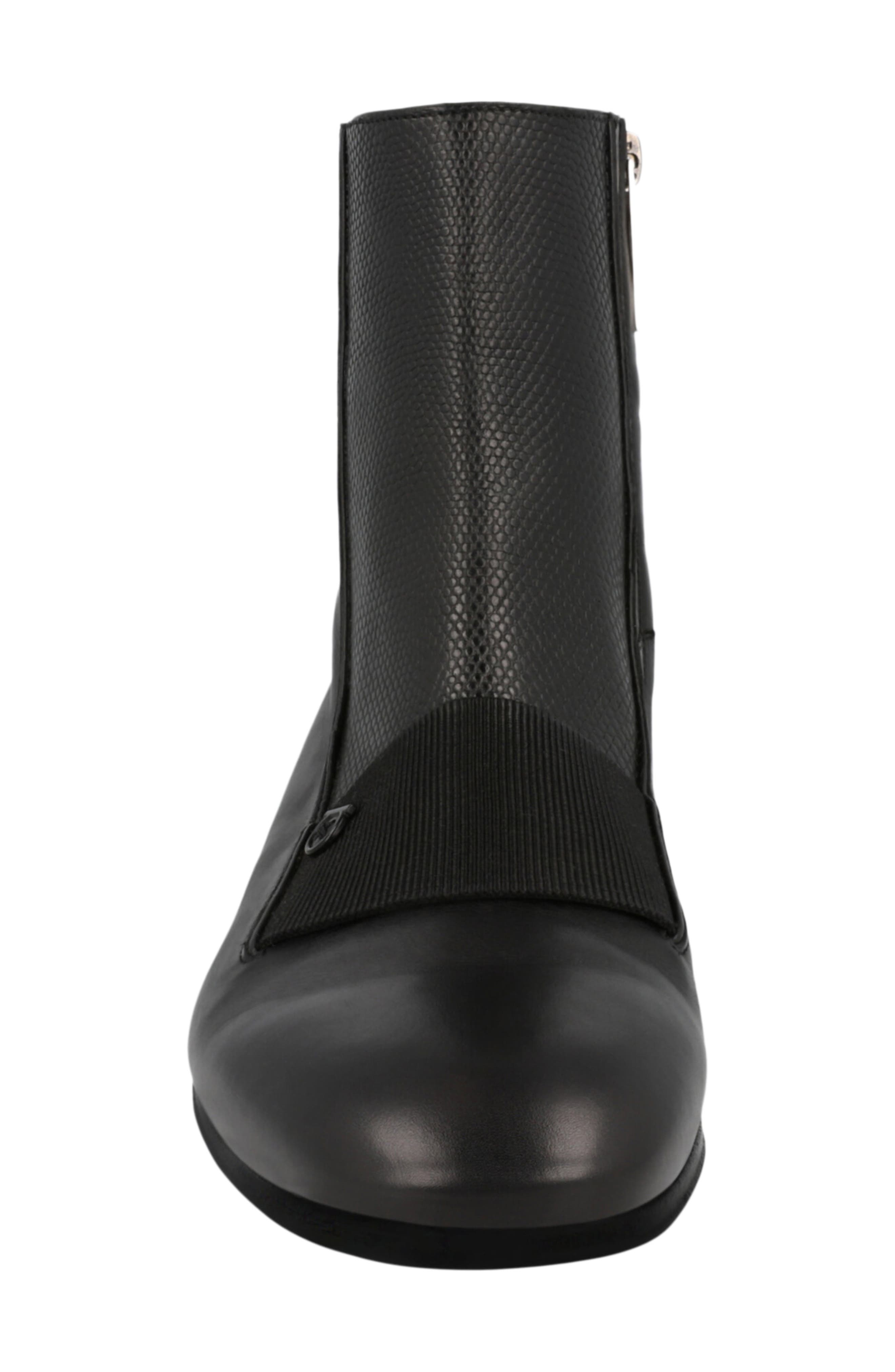 Geminiano Gancini Leather Bootie, Alternate, color, BLACK
