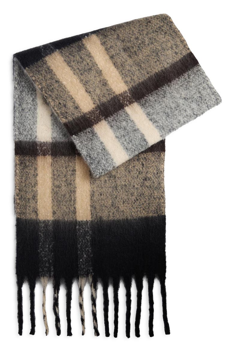 Isla Tartan Bouclé Scarf, Alternate, color, BIRCHWOOD DRESS TARTAN
