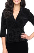 Alex Evenings Beaded Velvet Wrap Front Top