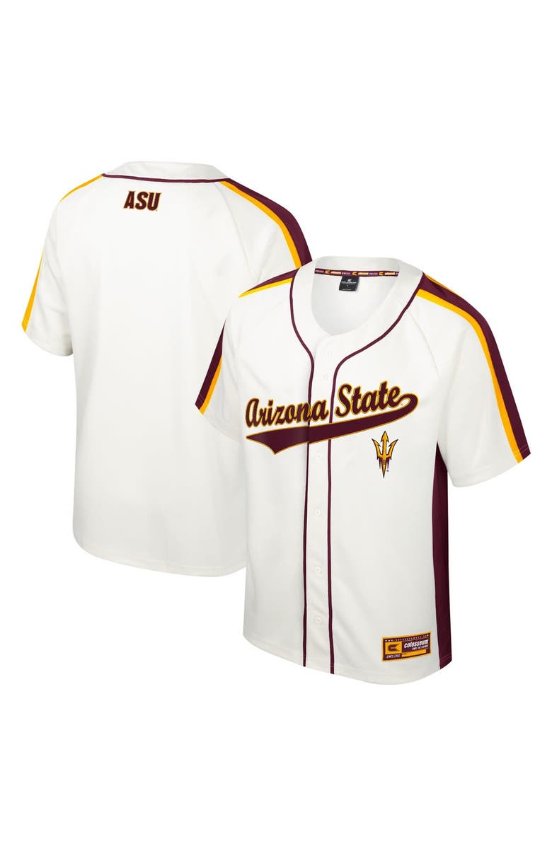 COLOSSEUM Men's Colosseum Cream Arizona State Sun Devils Ruth Button-Up Baseball Jersey, Main, color, 