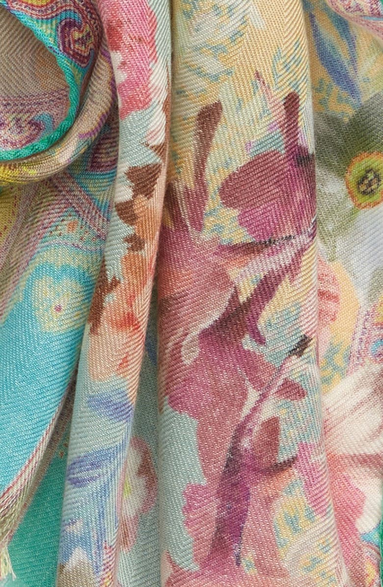 Etro Calcutta Floral Paisley Cashmere & Silk Scarf, Alternate, color,