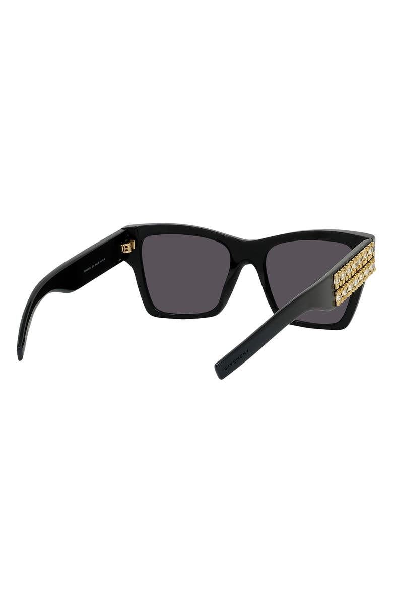 Givenchy Plumeties 54mm Square Sunglasses, Alternate, color, Shiny Black / Smoke