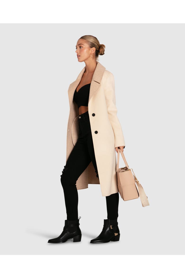 Lexington Two-Tone Wool Blend Coat, Main, color, Beige