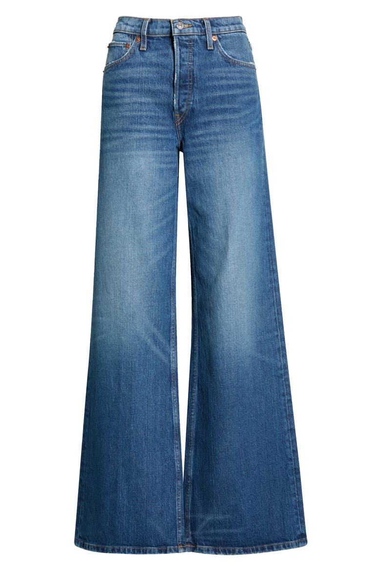 High Waist Wide Leg Jeans, Main, color, NIGHT BIRD BLUE