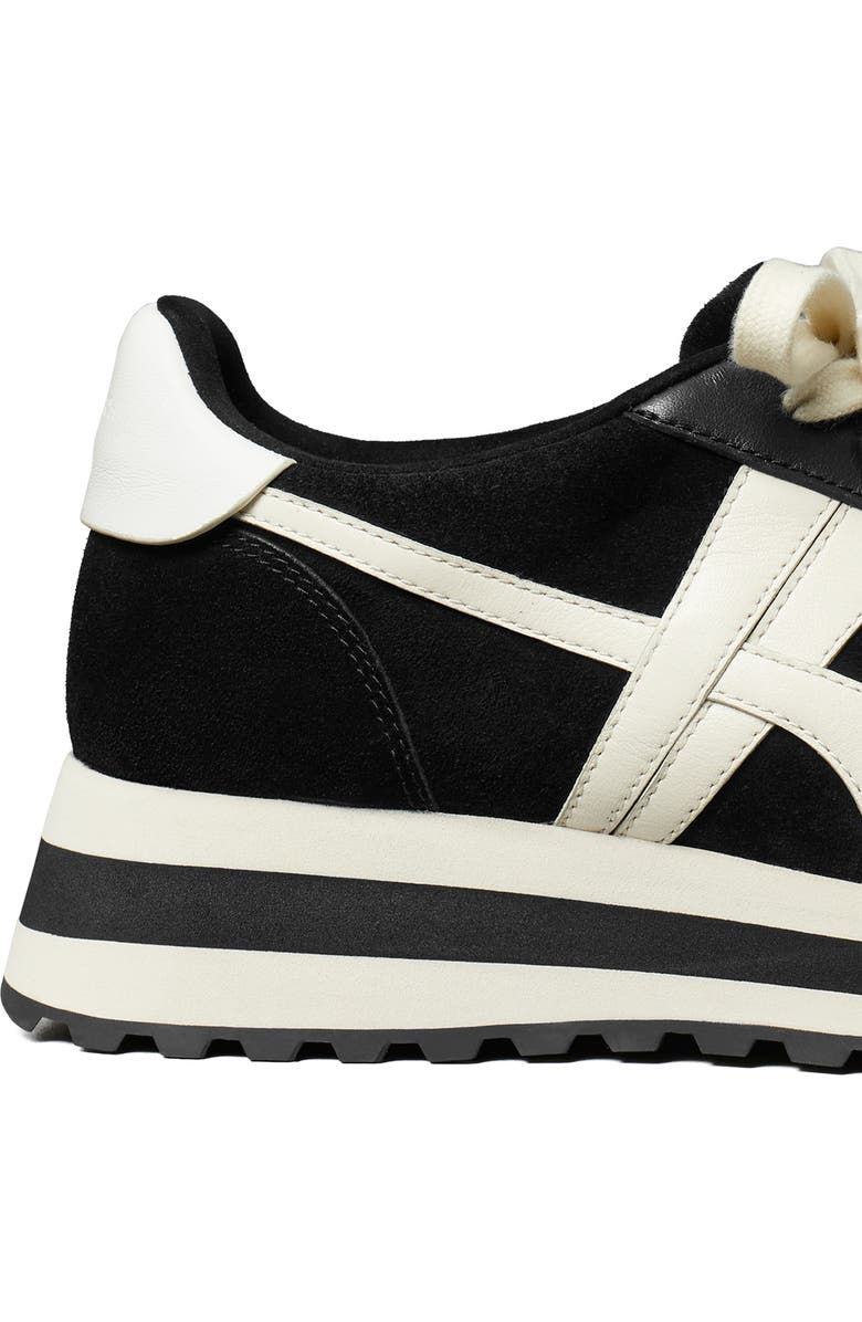 Tory Burch Hank Wedge Runner Sneaker, Alternate, color, Black/Ivory/White