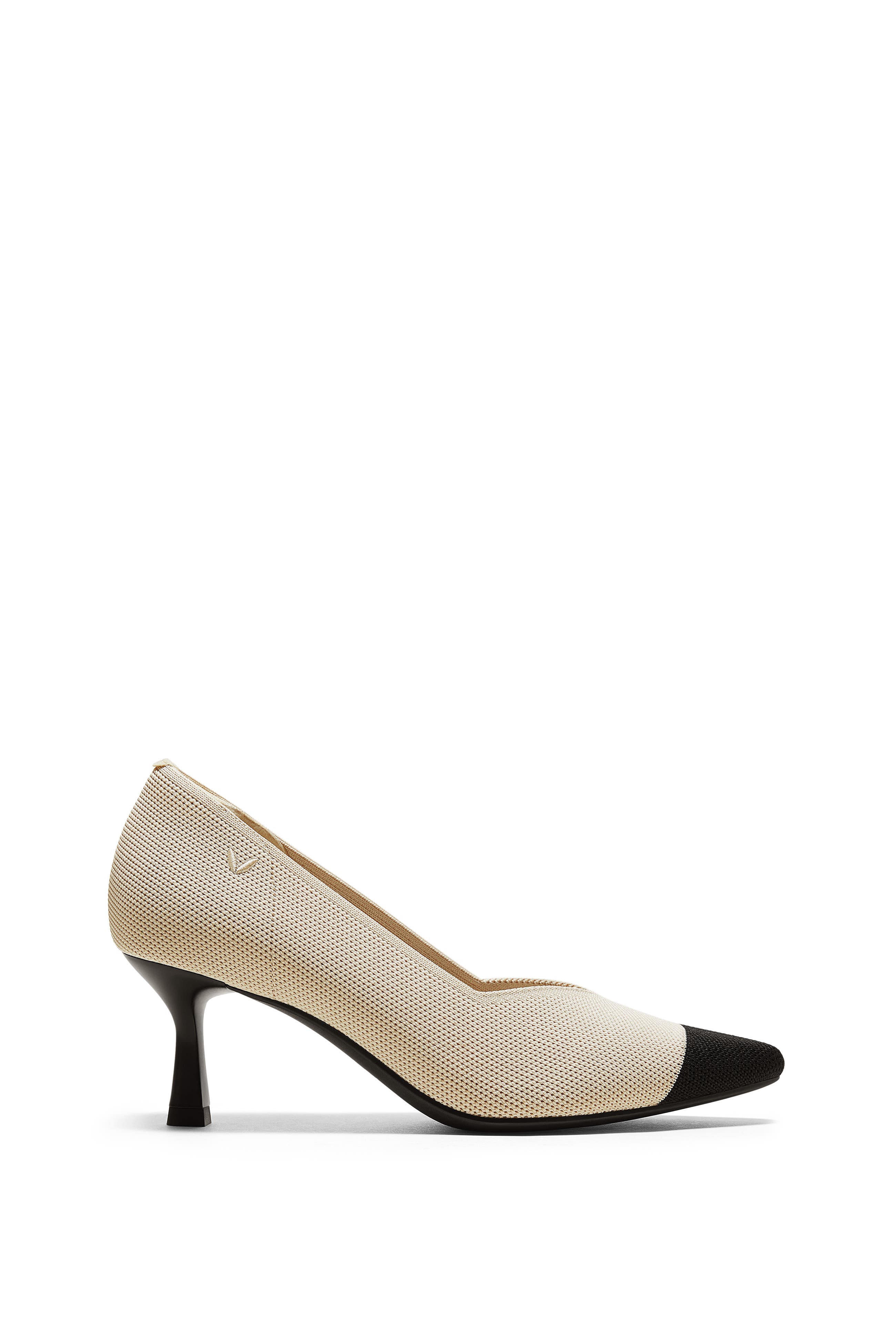 Anna Pointed Toe Mid Heels, Alternate, color, Cream Ivory/Black
