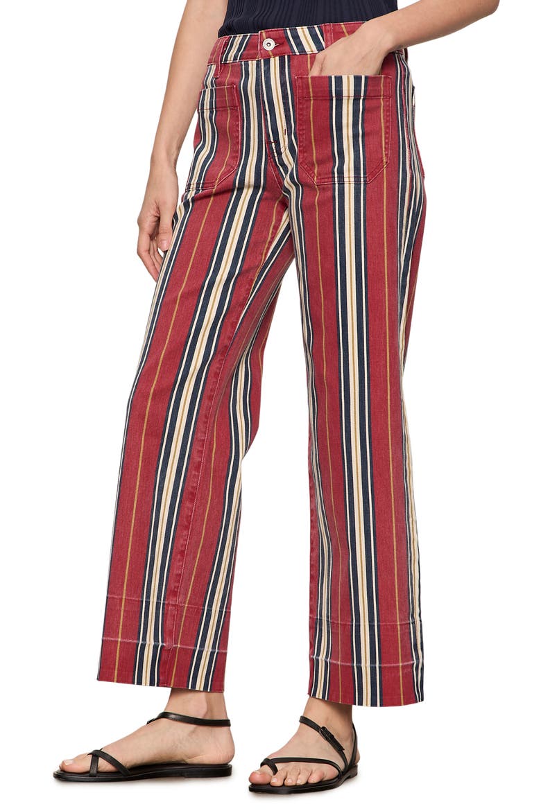 Mariner Wide Leg Stripe Ankle Pants, Alternate, color, VERY BERRY RED