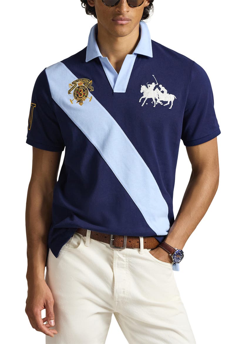 Classic Fit Crest Jersey Graphic Polo, Main, color, NEWPORT NAVY/ OFFICE BLUE