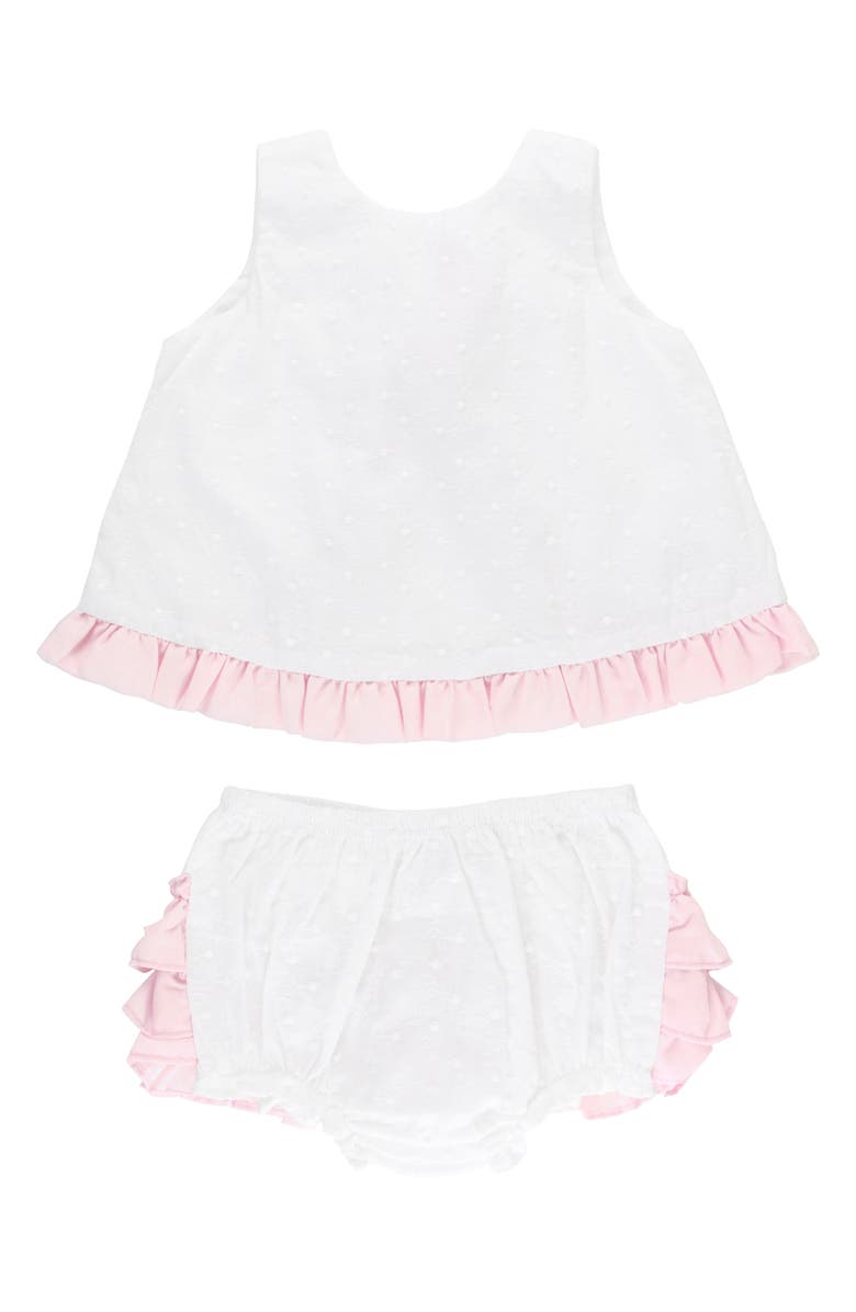 RuffleButts Swiss Dot Swing Top & Bloomers, Main, color,