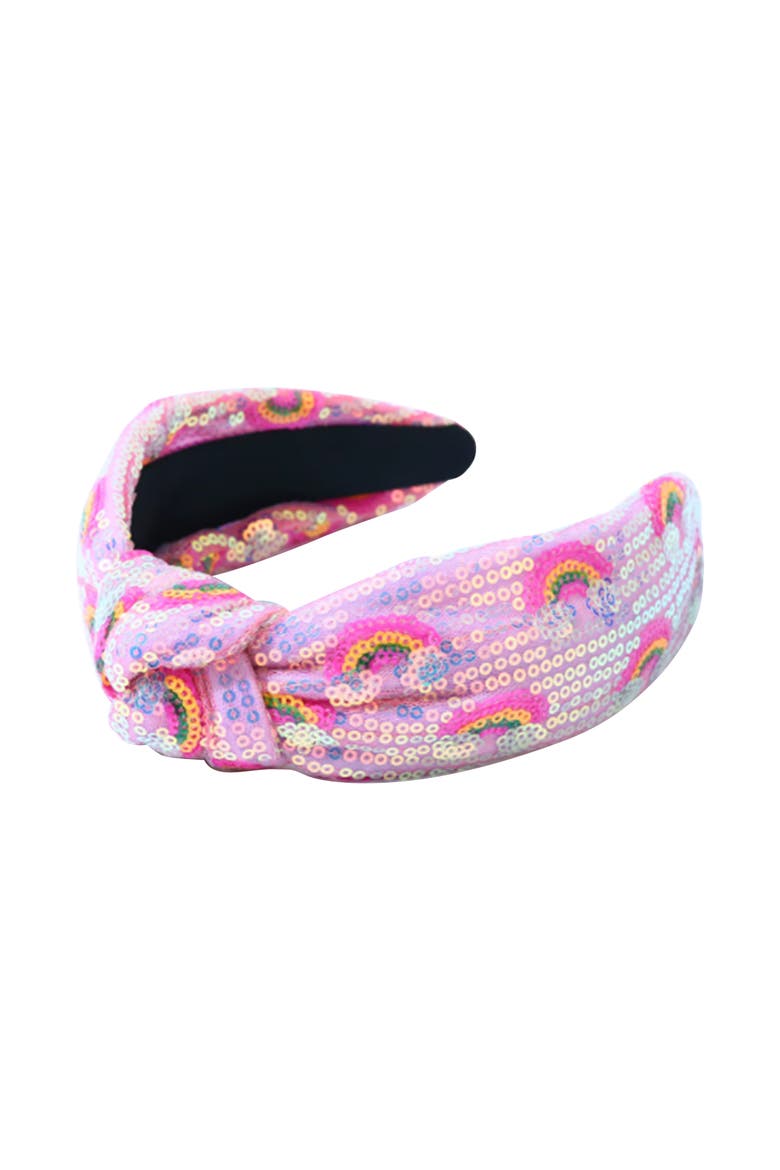Knotted Sequin Headband, Main, color, Multi - Pink & Rainbow