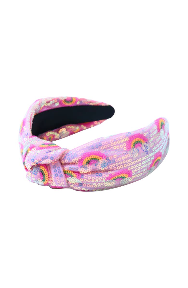 Malibu Sugar Knotted Sequin Headband, Main, color, Multi - Pink & Rainbow