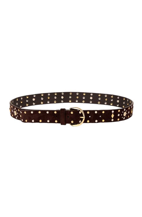 Suede belt with rivets