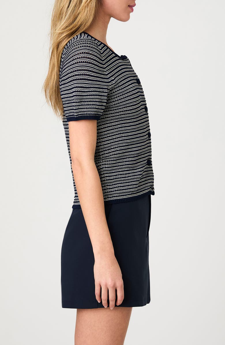 French Connection Zigzag Stripe Knit Cardigan, Alternate, color, Midnight Blue Multi