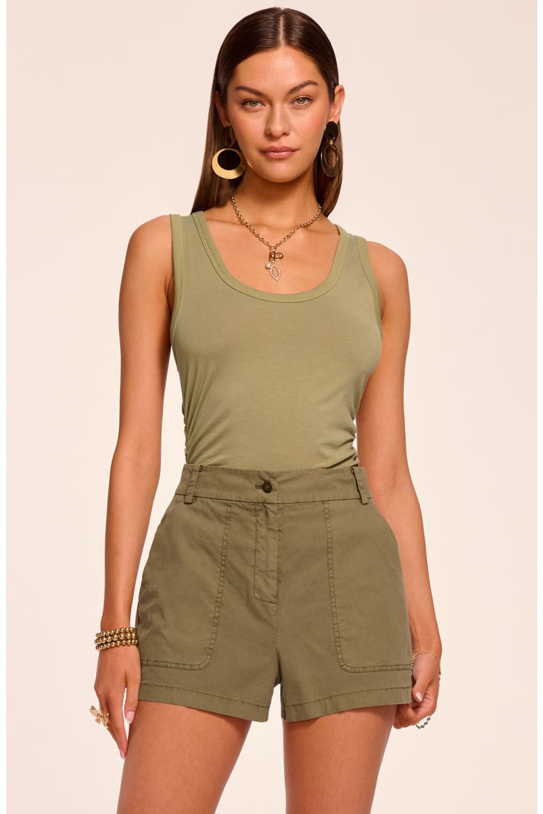 Hilary Stretch Cotton Canvas Shorts, Alternate, color, SAFARI GREEN