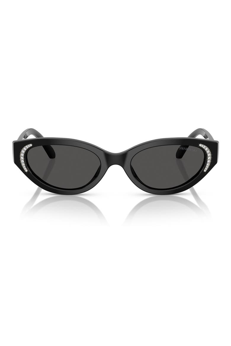53mm Round Sunglasses, Main, color, BLACK