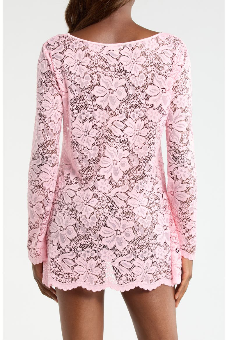 Embroidered Flower Long Sleeve Chemise, Alternate, color, PETAL PINK