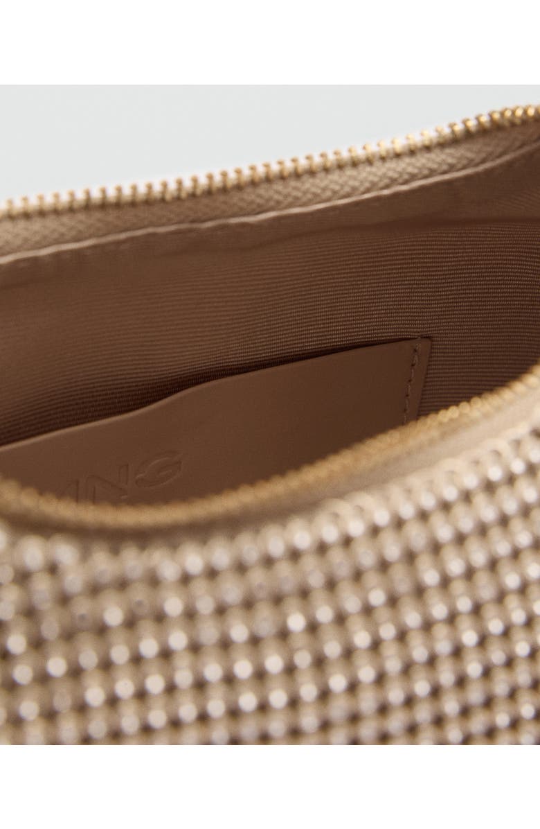 MANGO Chain Strap Crystal Shoulder Bag, Alternate, color, Gold