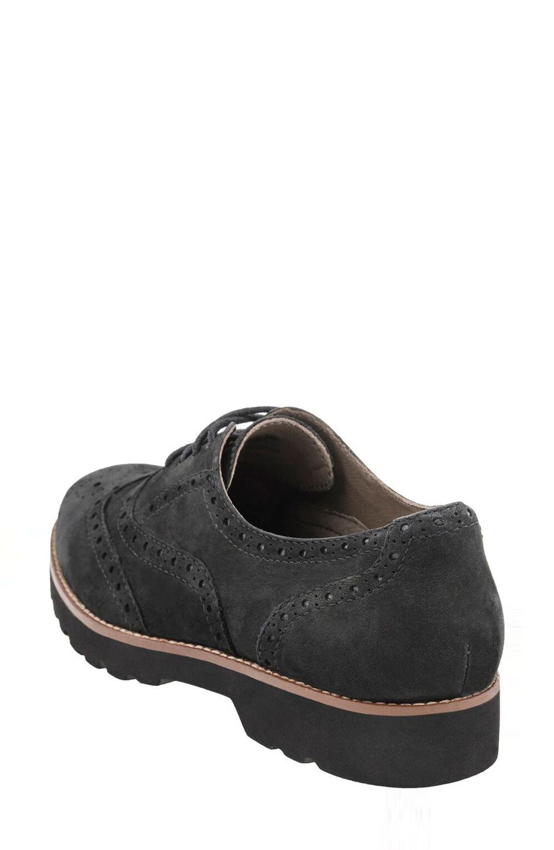 Earthies® 'Santana' Wingtip Oxford, Alternate, color, BLACK NUBUCK LEATHER