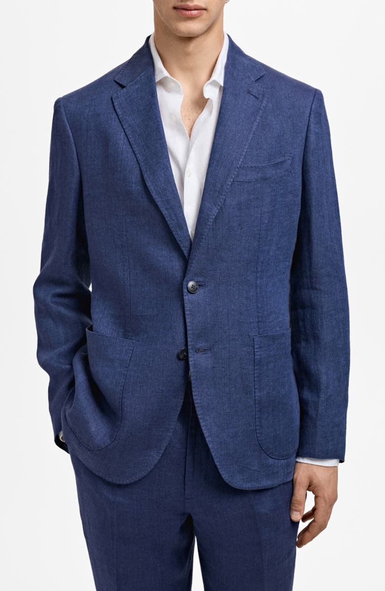 MANGO Salerno Linen Sport Coat, Main, color, Indigo Blue