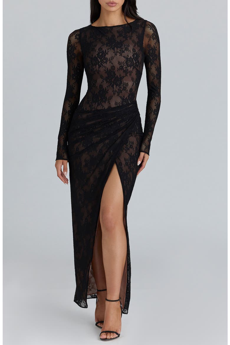 Sapphira Lace Gown, Main, color, BLACK