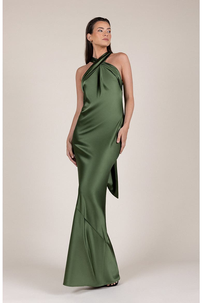 Roma Halter Neck Dress, Main, color, Olive Green