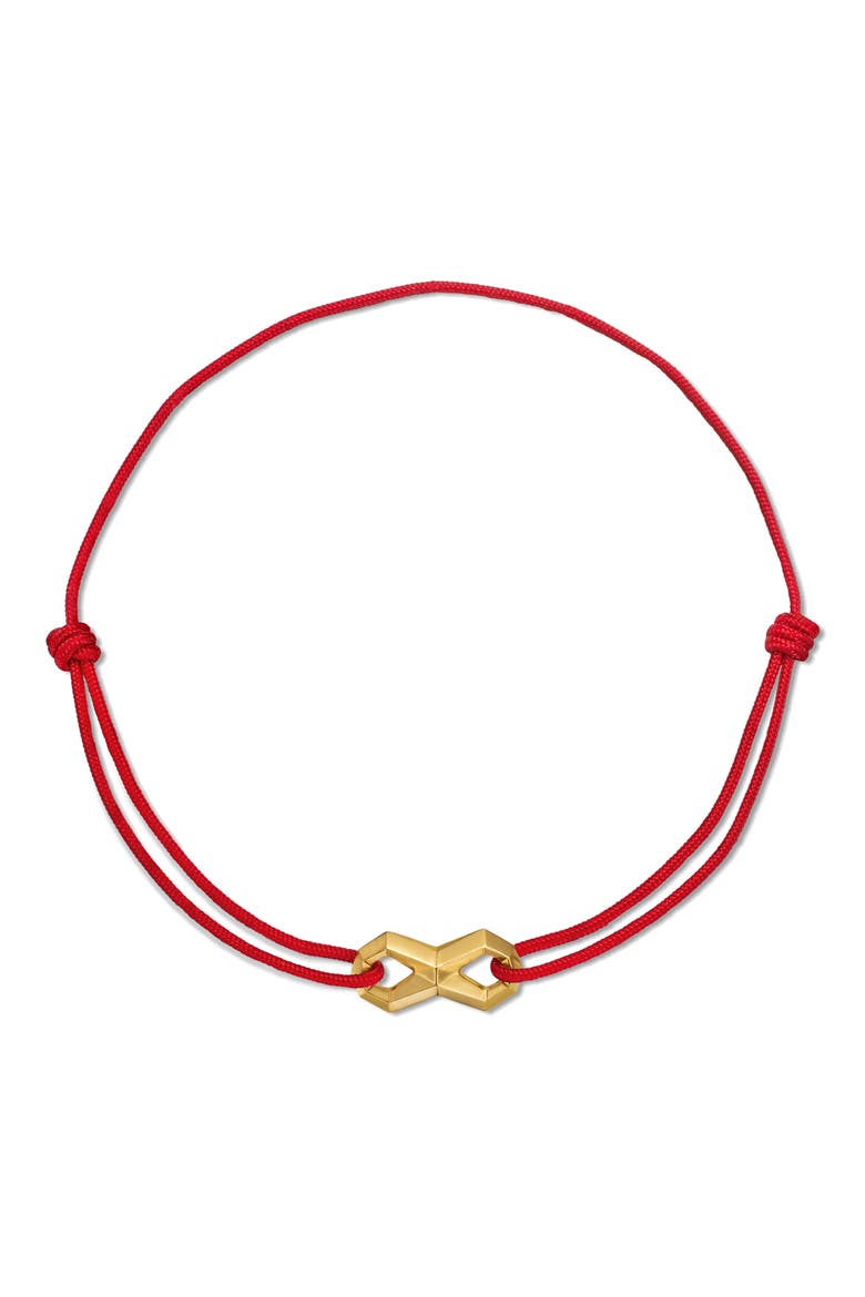 Infinity Link Black Cord Bracelet with 18K Yellow Gold, Alternate, color, 18K YELLOW GOLD