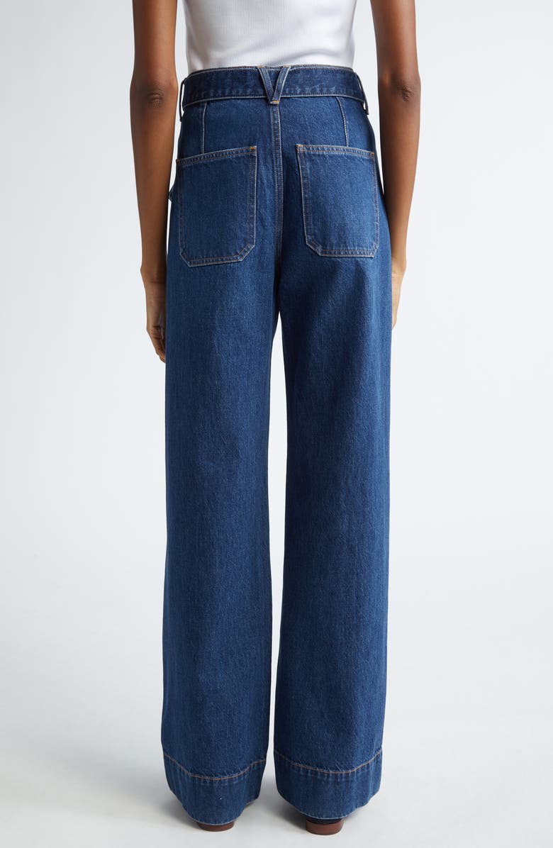 Veronica Beard Taylor Belted High Waist Wide Leg Jeans, Alternate, color, Dusted Oxford