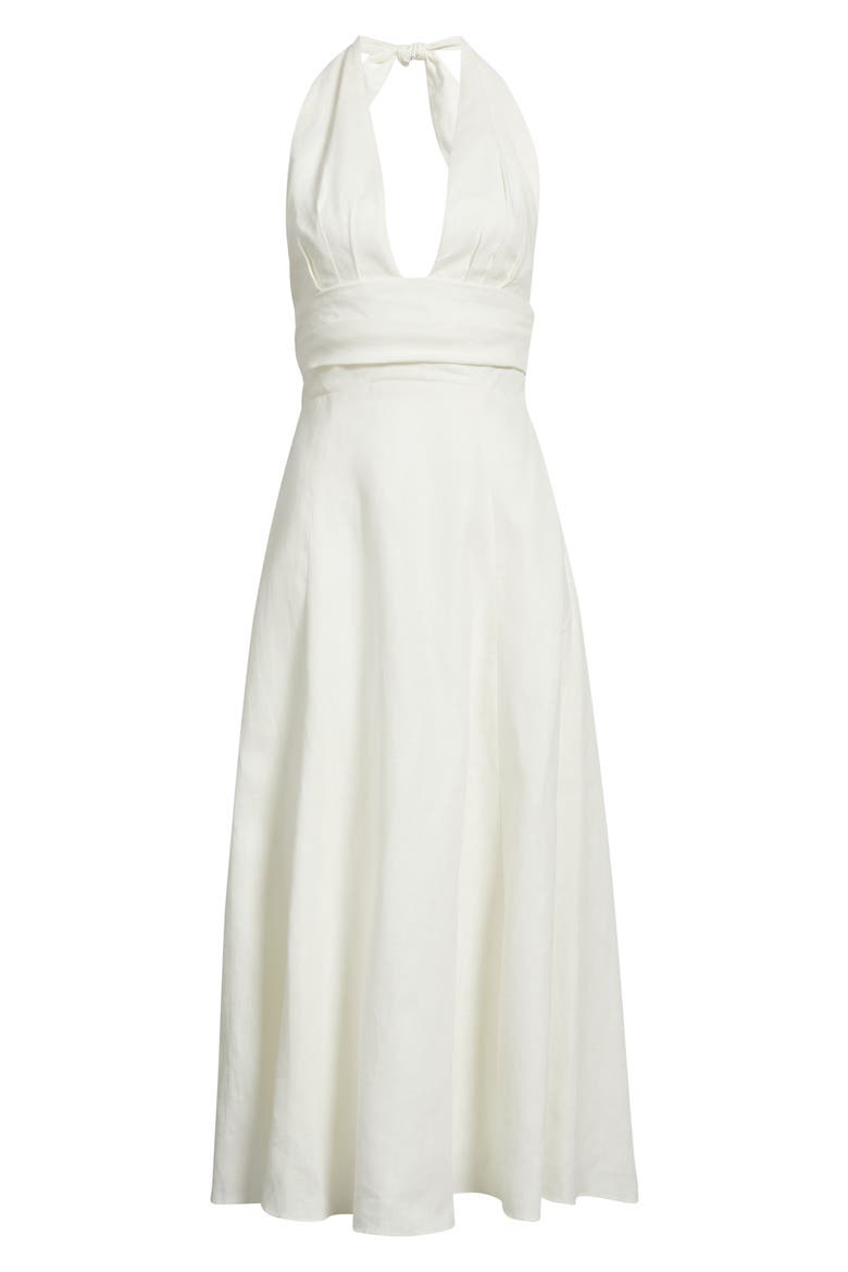 Bianca Halter Linen Midi Sundress, Alternate, color, WHITE