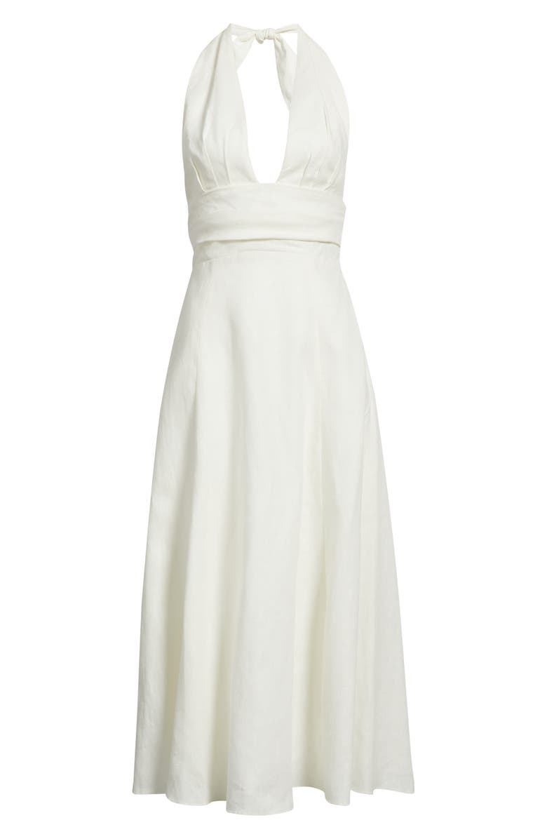 Faithfull the Brand Bianca Halter Linen Midi Sundress, Alternate, color, White