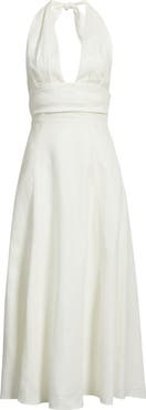 Faithfull the Brand Bianca Halter Linen Midi Sundress