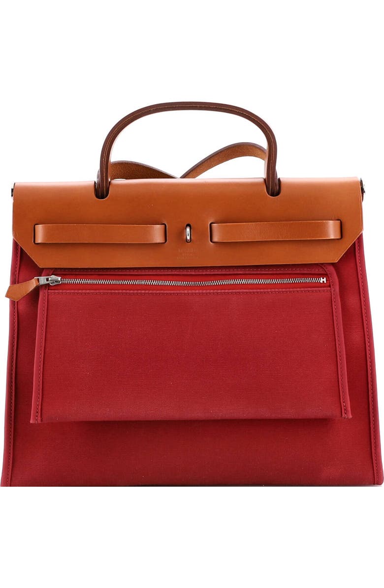 Pre-Owned Hermes Herbag Zip Leather and Toile 31, Alternate, color, Rubis