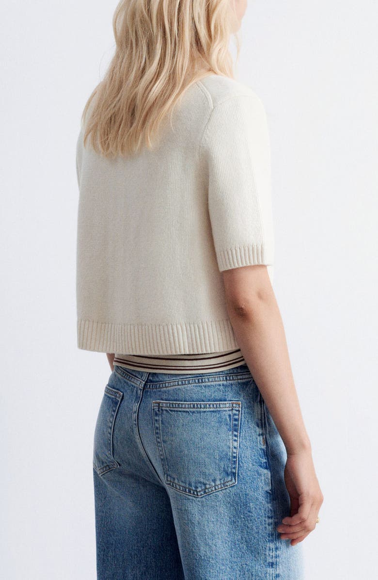 & Other Stories Short Sleeve Merino Wool Blend Cardigan, Alternate, color, White Dusty Light