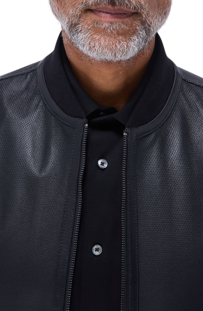 Bugatchi Leather Bomber Jacket, Alternate, color, 