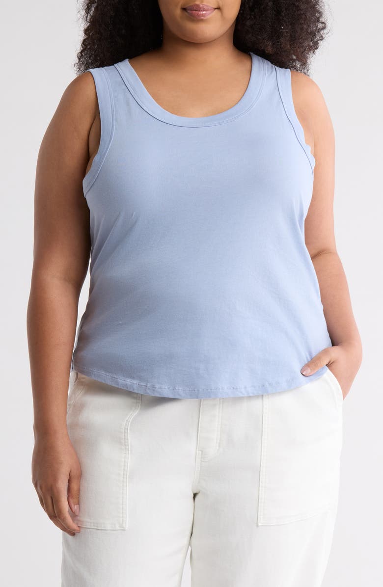 Madewell Softfade Scoop Tank, Main, color, Craft Blue