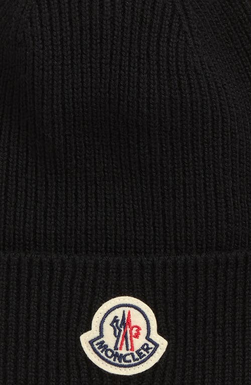 Moncler Virgin Wool Rib Beanie In Black