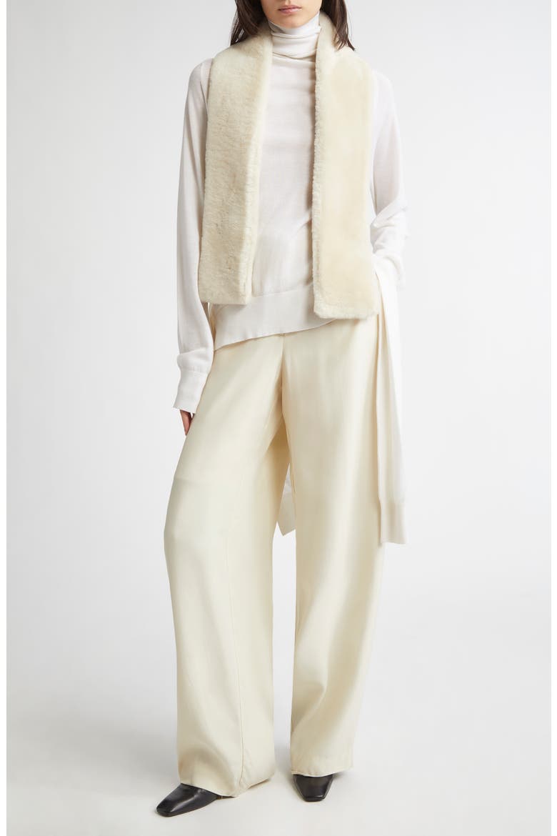 Double Sleeve Wool & Silk Turtleneck Sweater, Alternate, color, WHITE